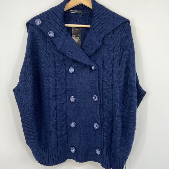 Cape Sweater Women's Sz Large Blue Vertigo Paris Cardigan - Picture 7 of 11